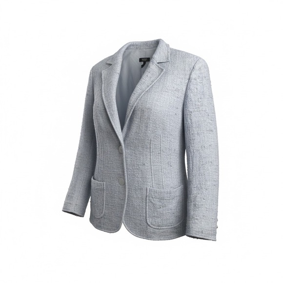 Basler Jackets & Blazers - BASLER Black Label Light Blue Tweed Silk Blazer Jacket Women's EU 46 US Size 14